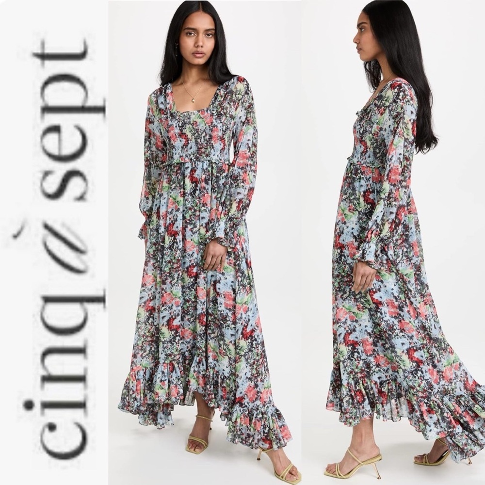 NWOT Cinq a Cept Leigh Floral Maxi Dress 8 - Picture 2 of 16